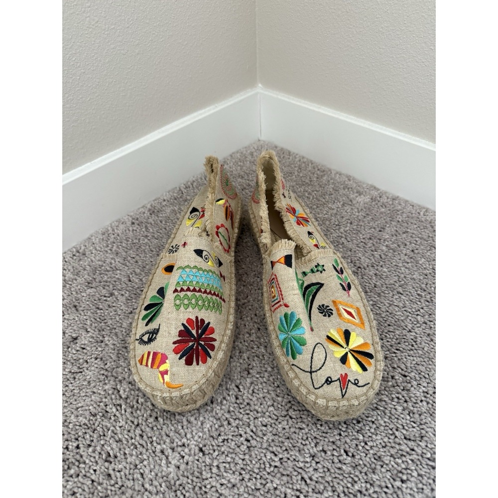 Johnny Was Espadrilles Colorful Embroidered Boho Parker Flats Womens 10M